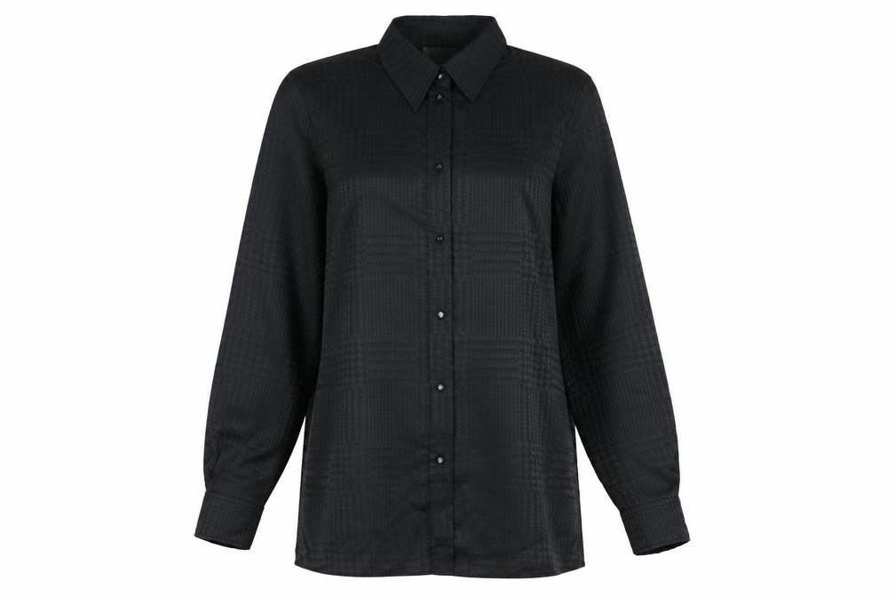 Front view of Exclusiv Black Women's Button-Up Shirt, size 8