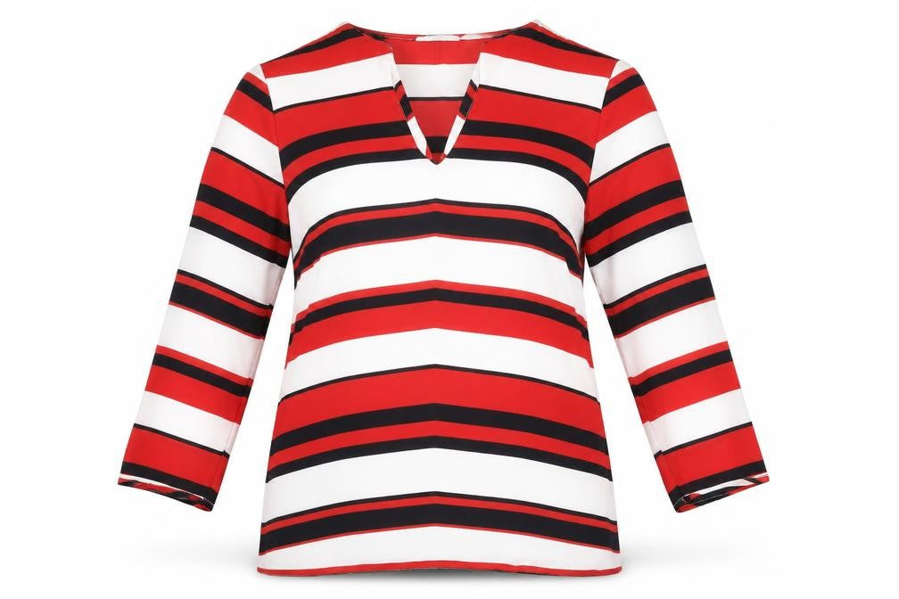Front view of Soon Women's Multicoloured Striped Tunic Blouse, size 12