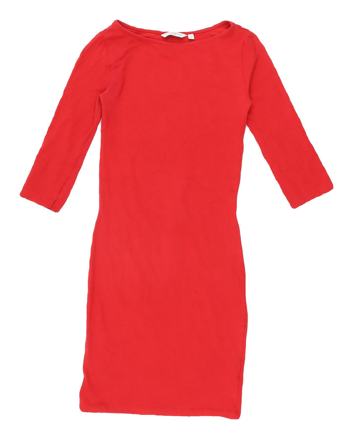 New Look Women's Red Bodycon Dress Size 8 Cotton