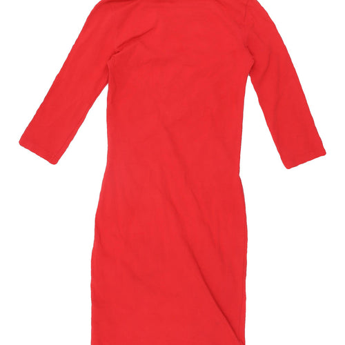 New Look Women's Red Bodycon Dress Size 8 Cotton
