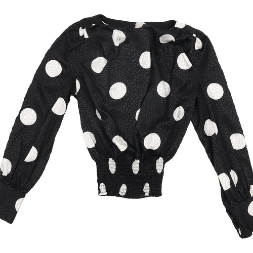 New Look Women's Black Polka Dot Blouse, Size 4