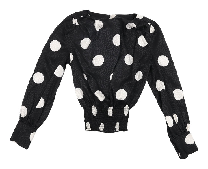 New Look Women's Black Polka Dot Blouse, Size 4