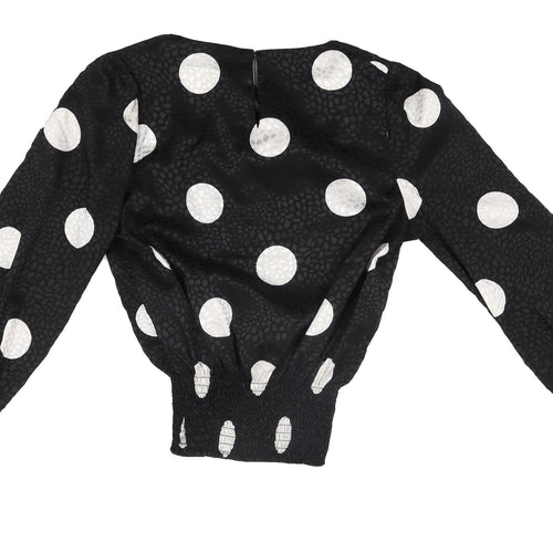 New Look Women's Black Polka Dot Blouse, Size 4