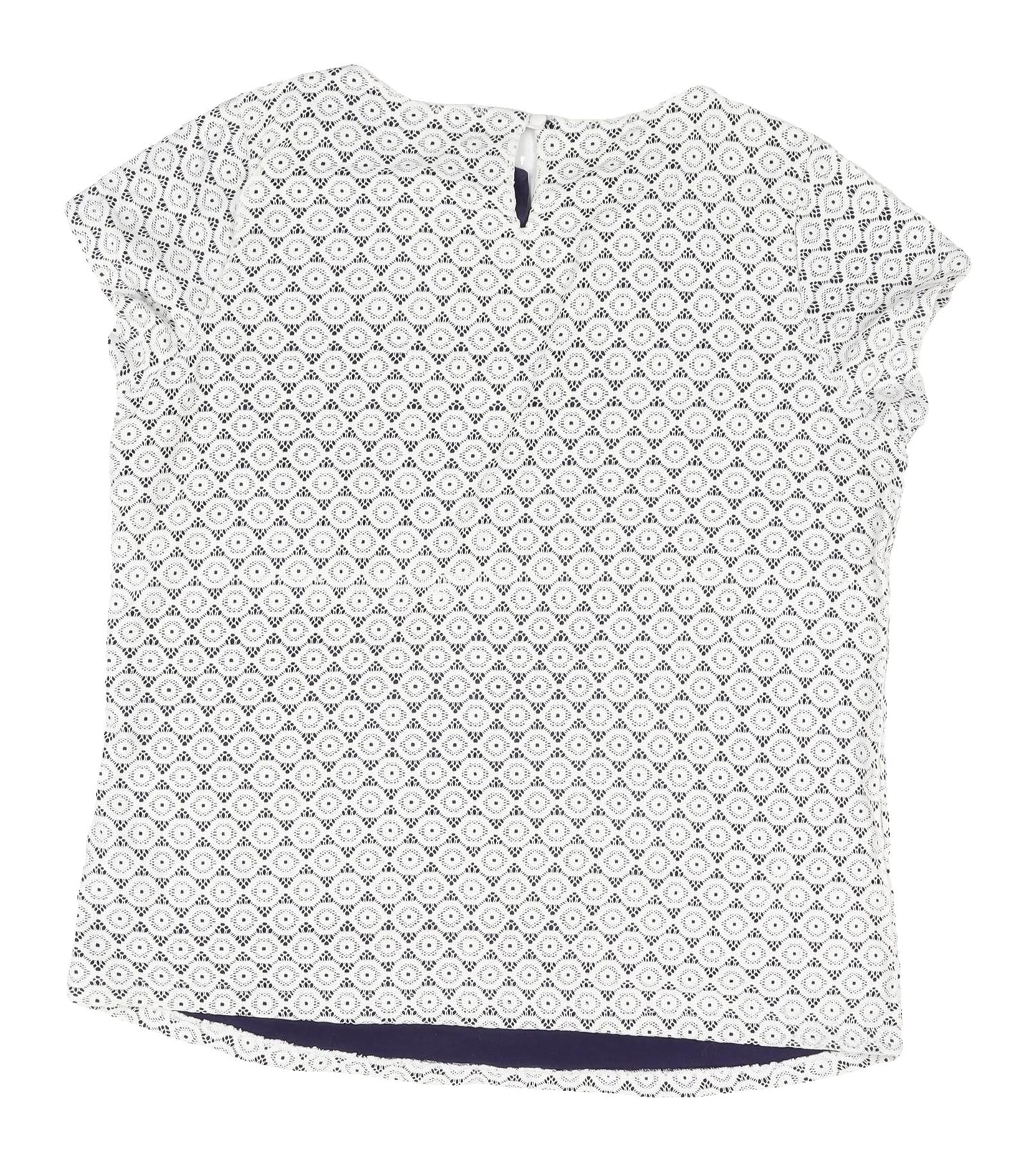 Debenhams Women's White Geometric Blouse, Size 16