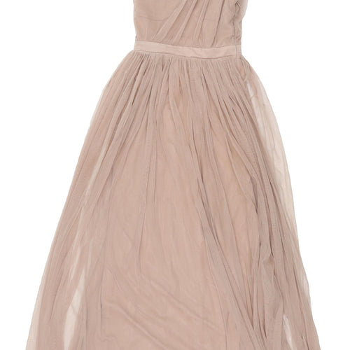 Anaya Beige One Shoulder Midi Dress, Size 6, Women