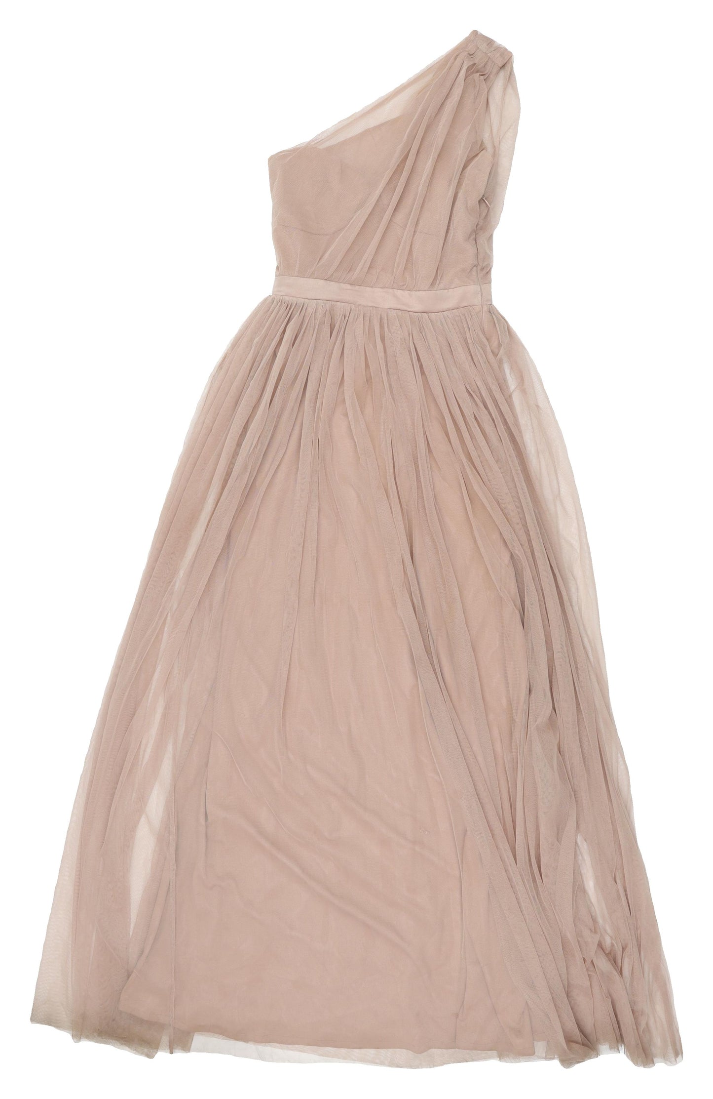 Anaya Beige One Shoulder Midi Dress, Size 6, Women