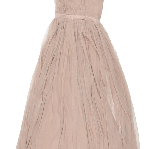 Anaya Beige One Shoulder Midi Dress, Size 6, Women