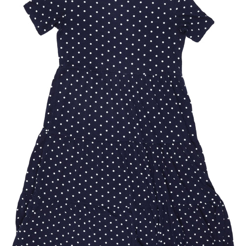 QED London Women's Blue Polka Dot Midi Dress Size M