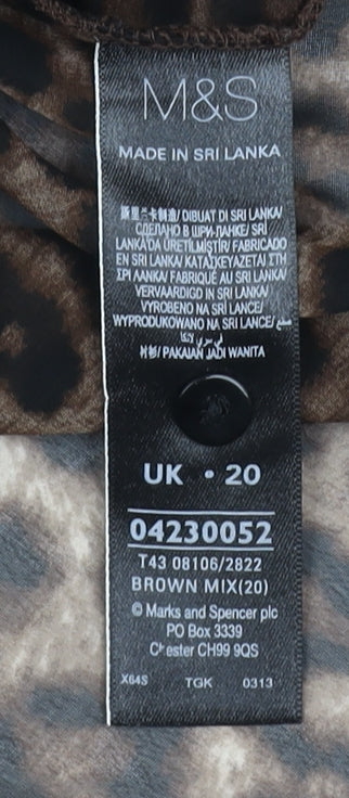 Marks and Spencer Women's Brown Animal Blouse Size 20