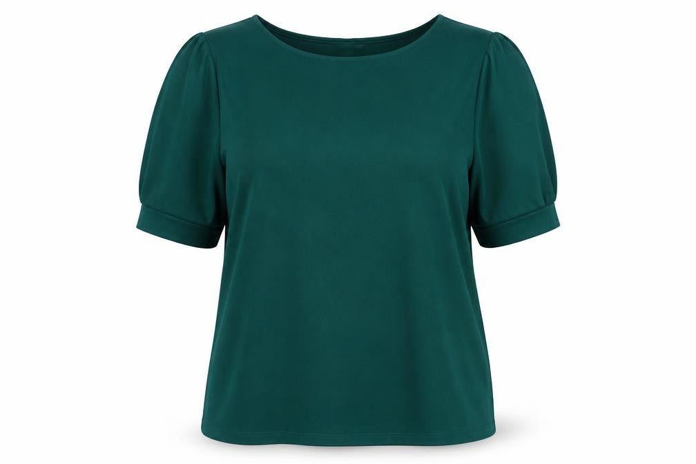 Front view of H&M Women's Green XL Basic T-Shirt 3/4 Sleeve