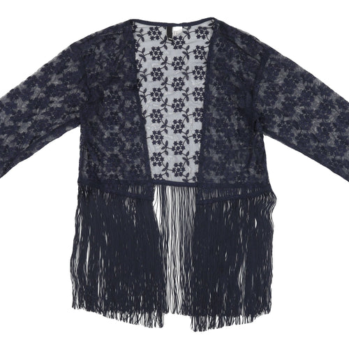 H&M Women's Blue Lace Cardigan with Fringe - Size XS