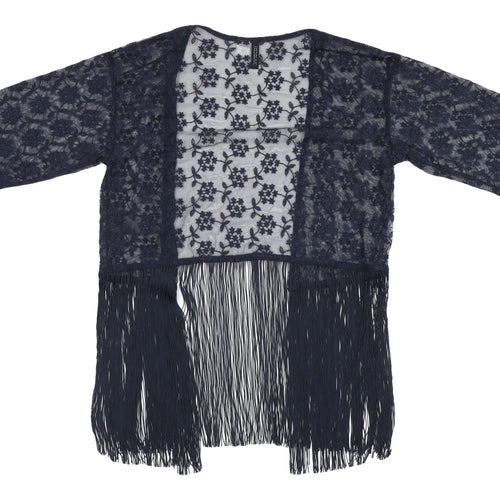 H&M Women's Blue Lace Cardigan with Fringe - Size XS