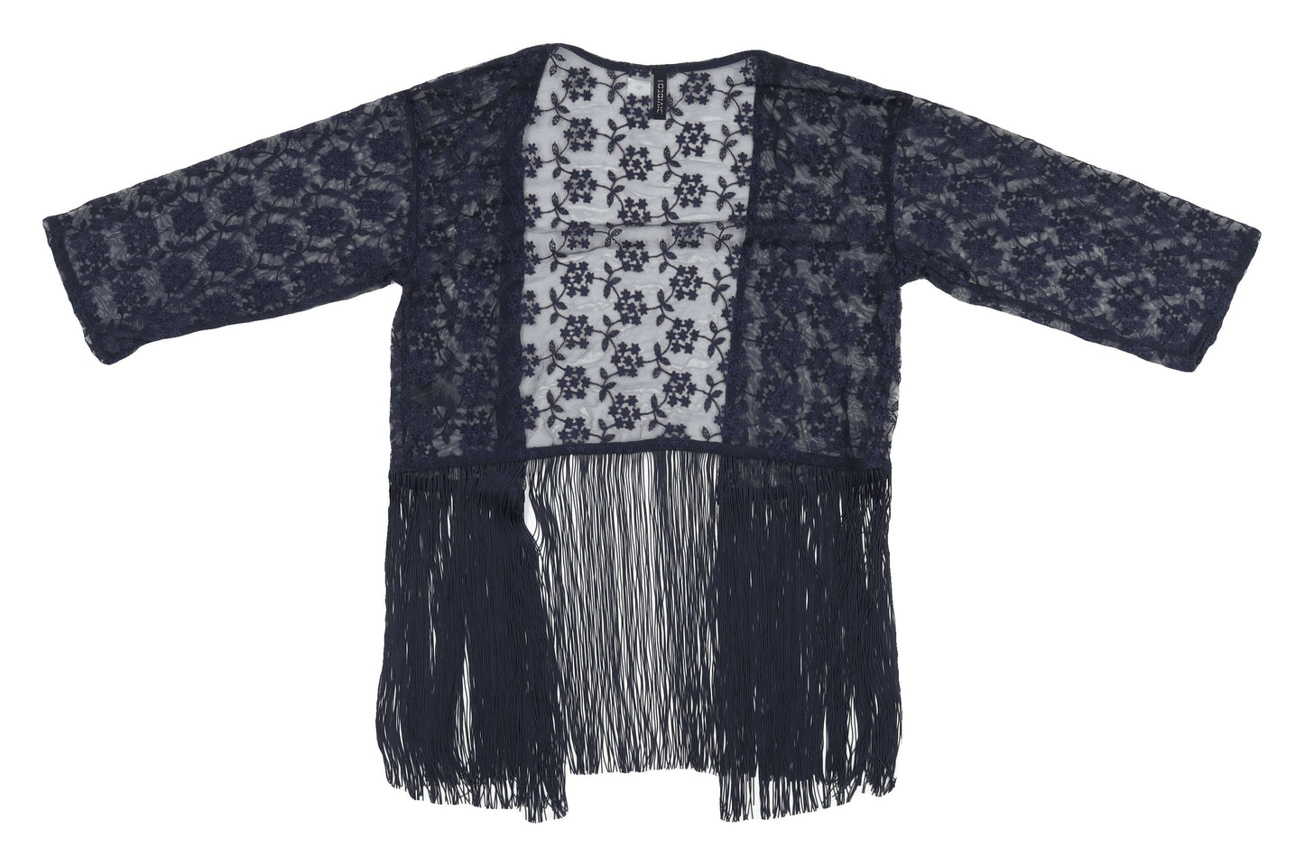 H&M Women's Blue Lace Cardigan with Fringe - Size XS