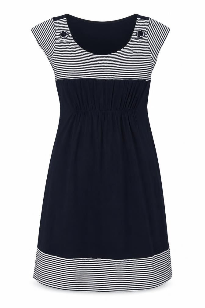 Front view of Natural Women's Black Tunic with Button Accents, M