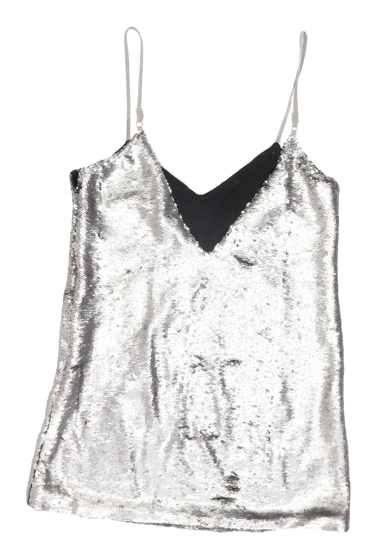 Missguided Women's Silver Sequin Camisole Top S