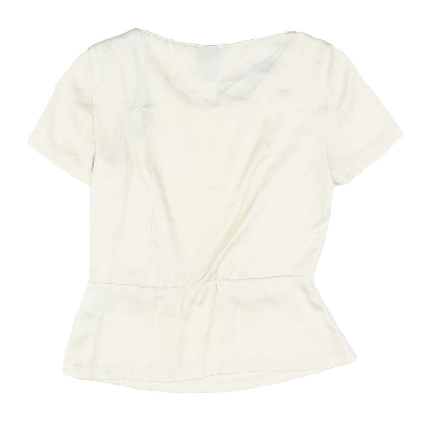 H&M Ivory Short Sleeve Women's Top, Size 4, Scoop Neck