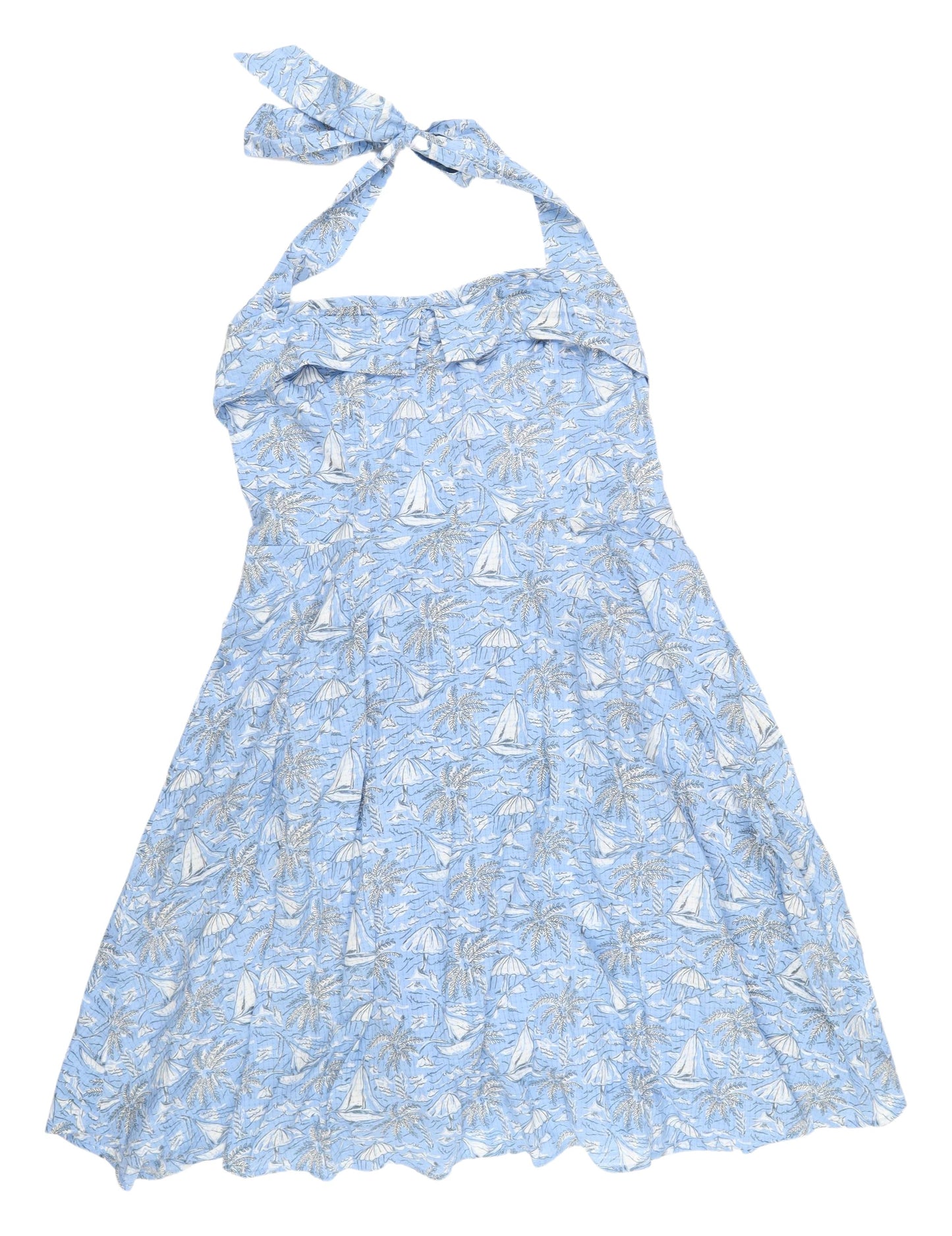 Laura Ashley Blue Halter Knee Length Nautical Dress