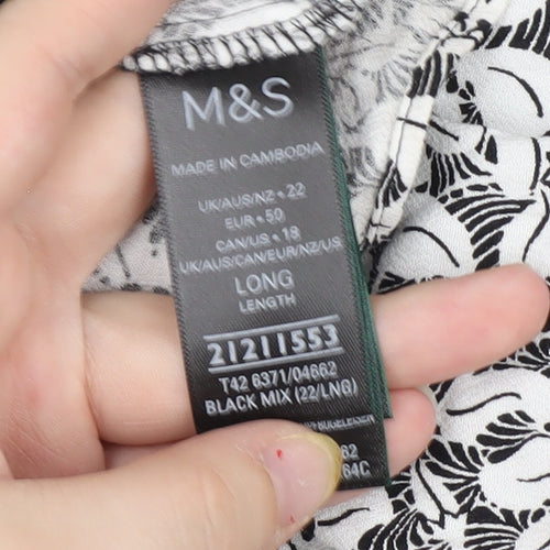 Marks and Spencer Women's Black Floral Dress, Size 22