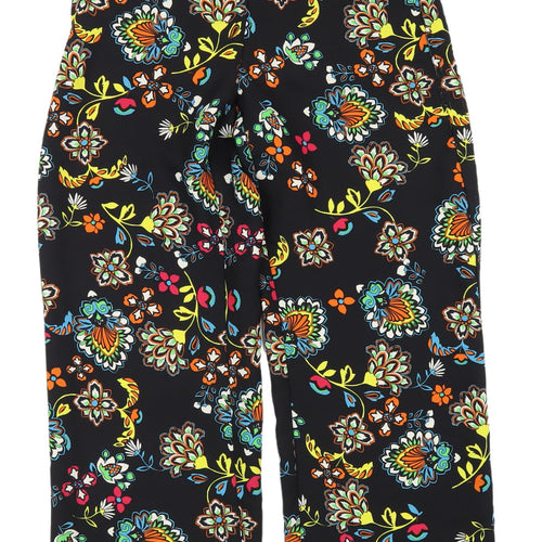 River Island Women's Black Floral Cropped Trousers Size 10