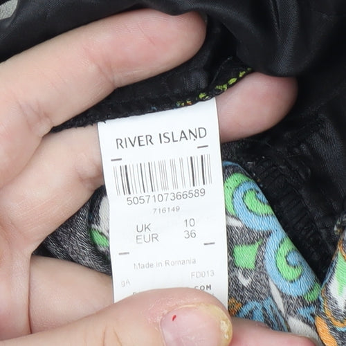 River Island Women's Black Floral Cropped Trousers Size 10