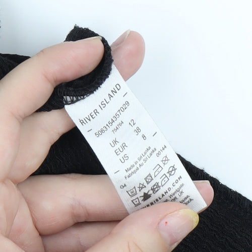 River Island Black Wide-Leg Trousers, Women's Size 12