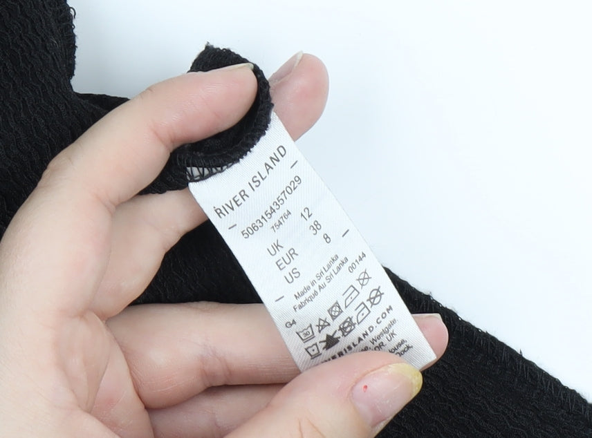 River Island Black Wide-Leg Trousers, Women's Size 12