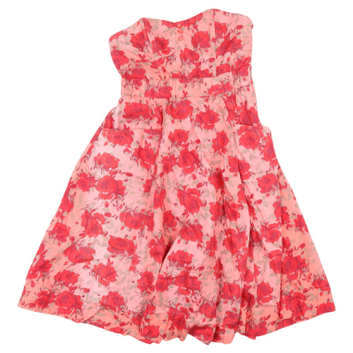 H&M Women's Floral Strapless Dress, Size 6, Multicolour