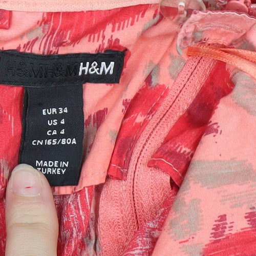 H&M Women's Floral Strapless Dress, Size 6, Multicolour