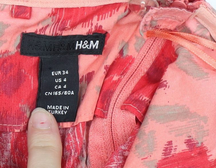 H&M Women's Floral Strapless Dress, Size 6, Multicolour