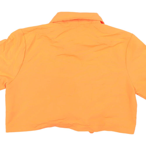 Rising Orange Cropped Button-Up Shirt, Size L