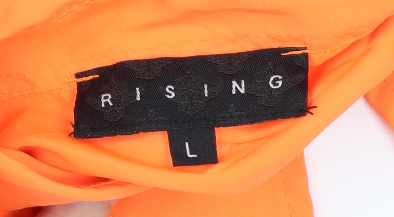 Rising Orange Cropped Button-Up Shirt, Size L