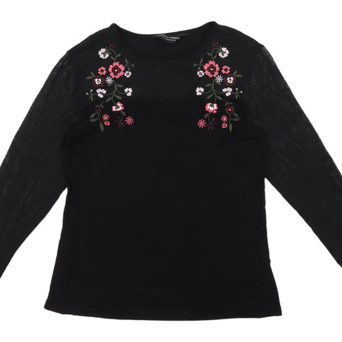 Dorothy Perkins Black Embroidered Women's Tunic Blouse Size 14