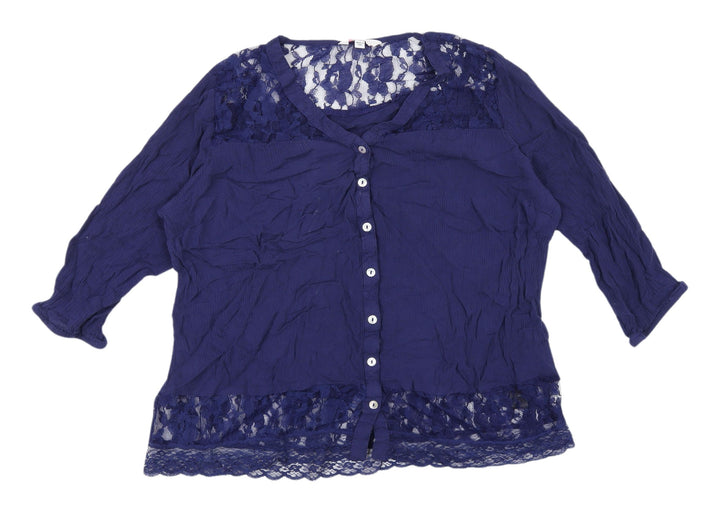 Julipa Women's Blue Lace Trim Blouse Size 14