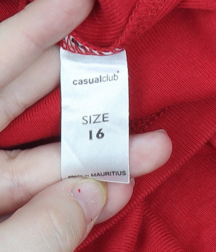 Casual Club Women's Red Pullover Sweatshirt Size 16