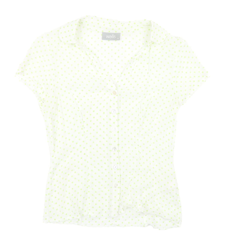 Wallis Women's White Polka Dot Blouse, Size 10