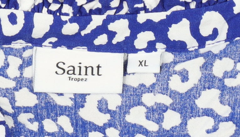 Saint Tropez Women's Blue Animal Print Dress XL