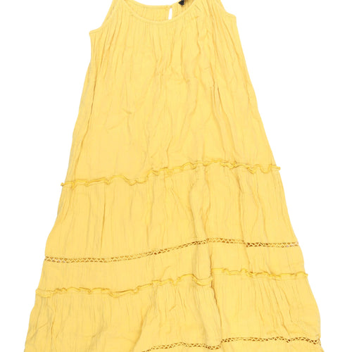 ME+EM Women's Yellow Cotton Midi Slip Dress Size 14