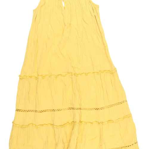 ME+EM Women's Yellow Cotton Midi Slip Dress Size 14