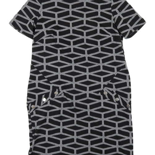 Wallis Women's Black Geometric Shift Dress Size 10