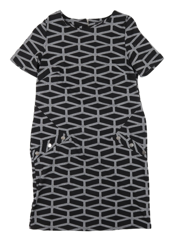 Wallis Women's Black Geometric Shift Dress Size 10