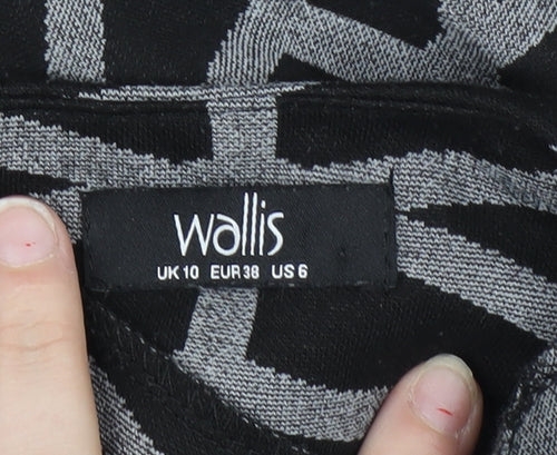 Wallis Women's Black Geometric Shift Dress Size 10