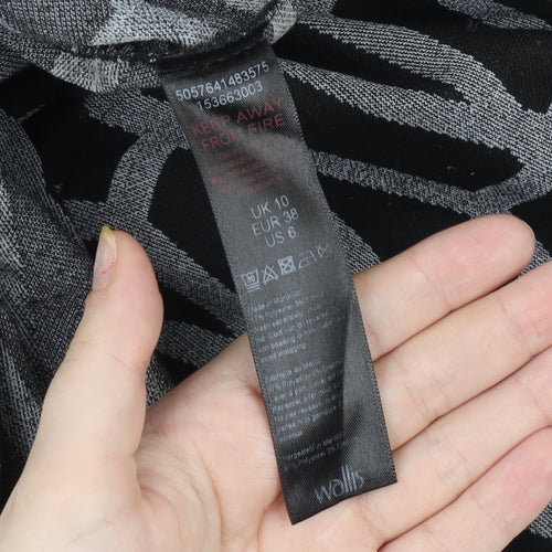 Wallis Women's Black Geometric Shift Dress Size 10