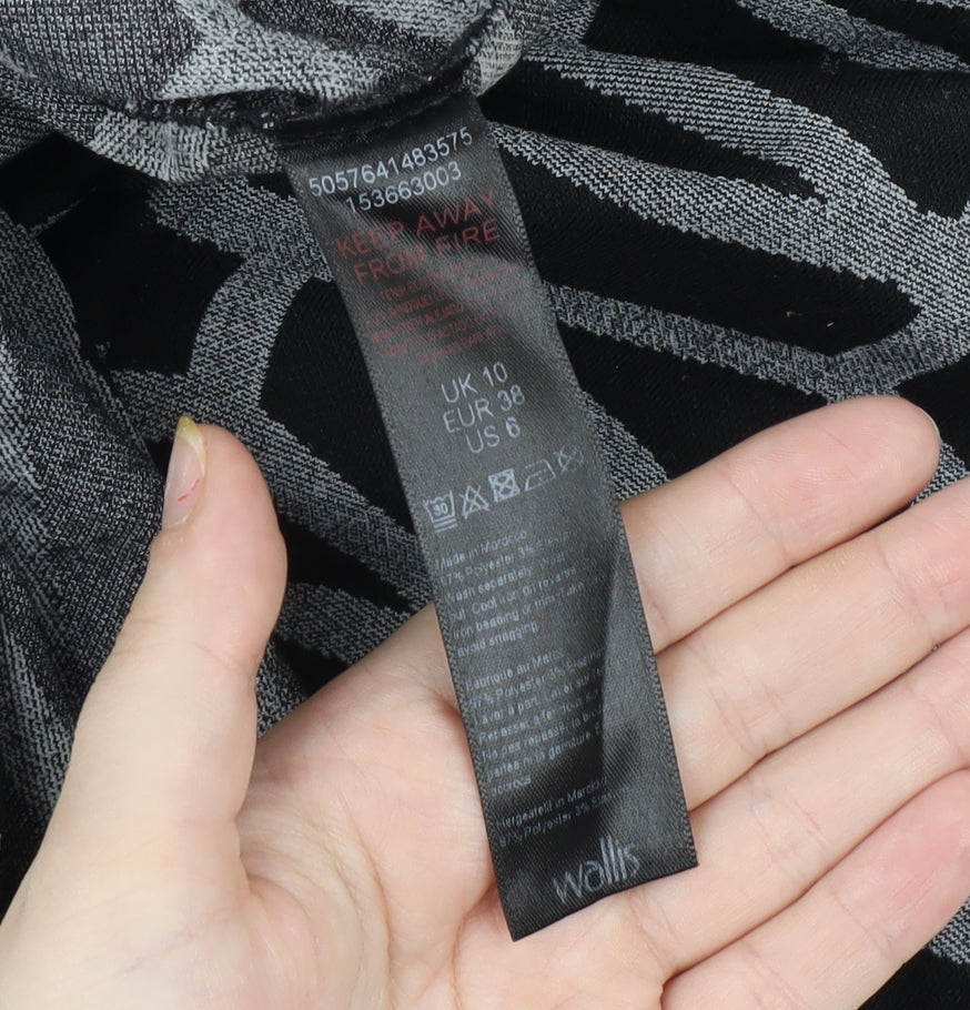 Wallis Women's Black Geometric Shift Dress Size 10