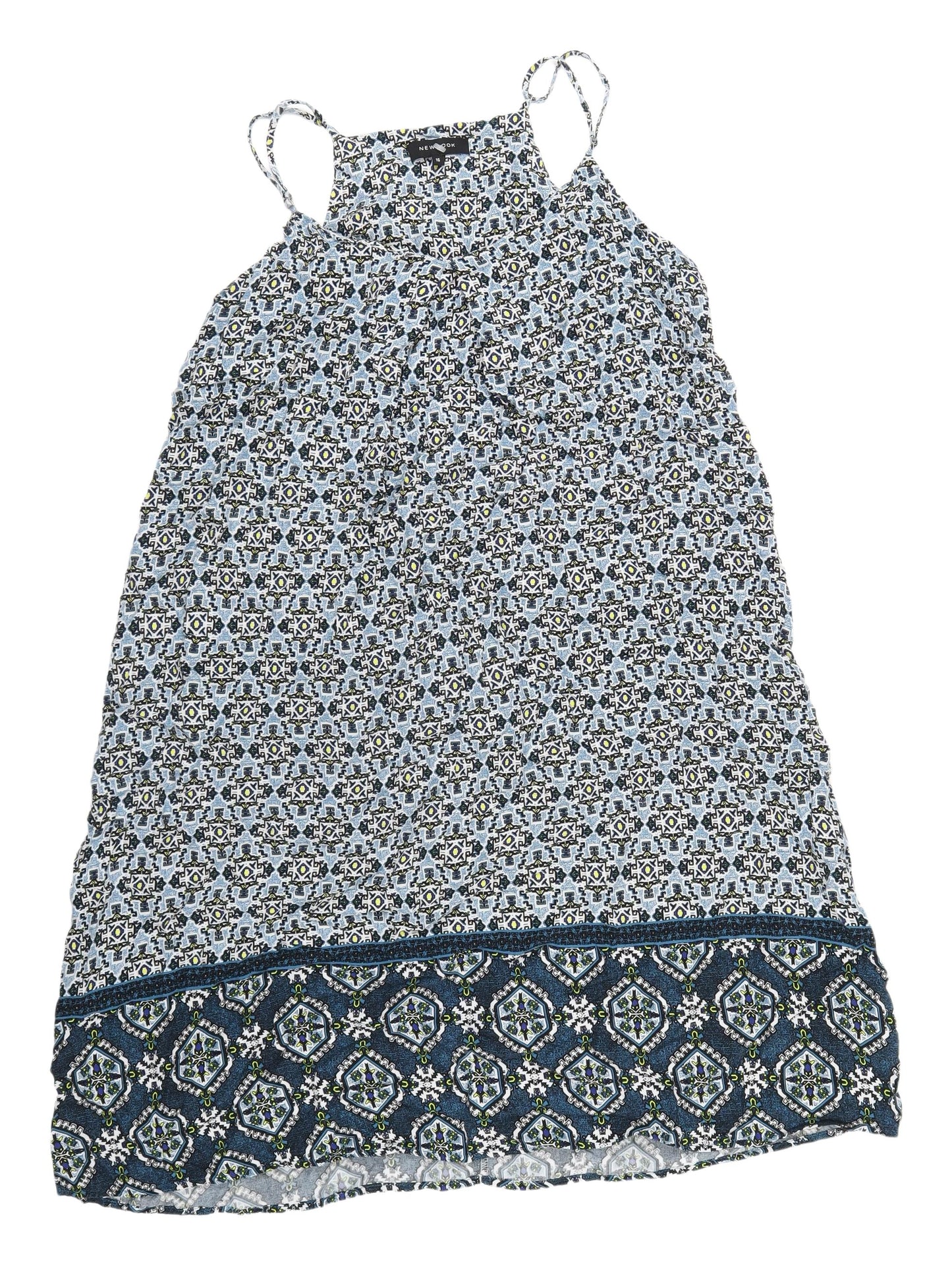 New Look Women's Blue Geometric Sleeveless Dress