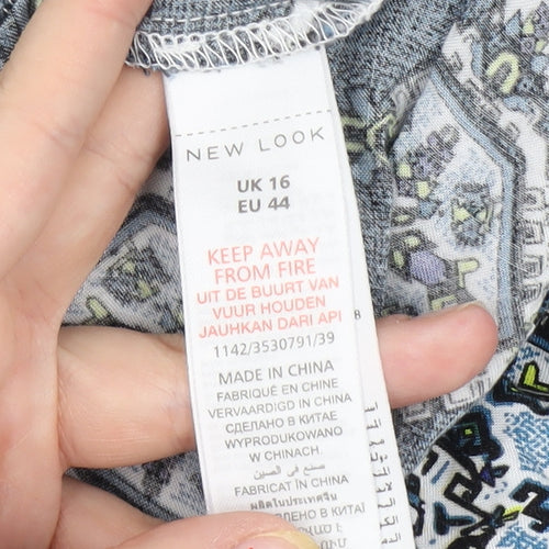 New Look Women's Blue Geometric Sleeveless Dress