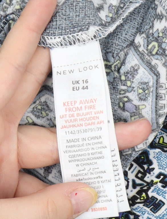 New Look Women's Blue Geometric Sleeveless Dress