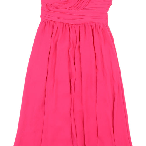 H&M Pink Strapless Ruched Dress Women Size 6