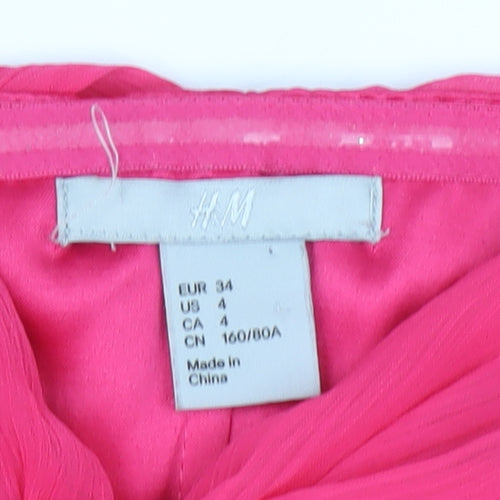 H&M Pink Strapless Ruched Dress Women Size 6
