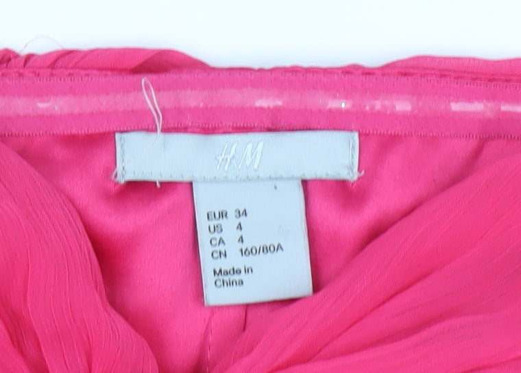 H&M Pink Strapless Ruched Dress Women Size 6