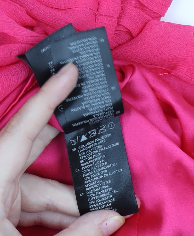 H&M Pink Strapless Ruched Dress Women Size 6